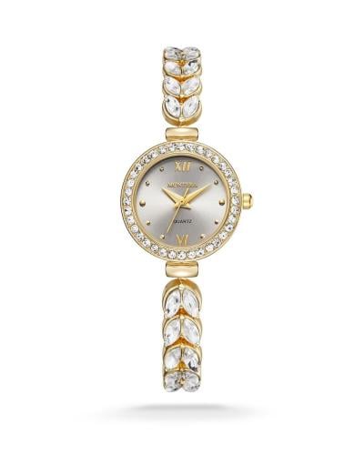 ساعة نسائي سنبلة دائري ذهبي ميناء فضي