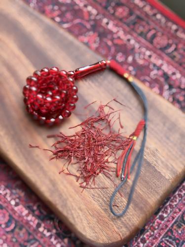 Red transparent saffron prayer beads