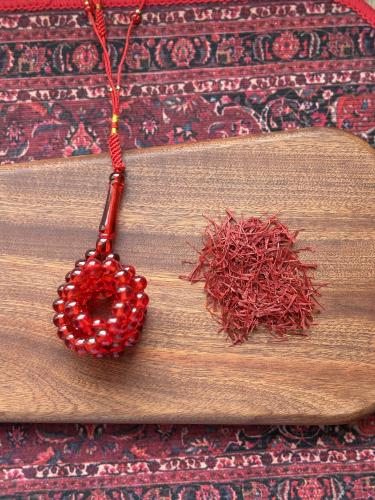 Red saffron prayer beads