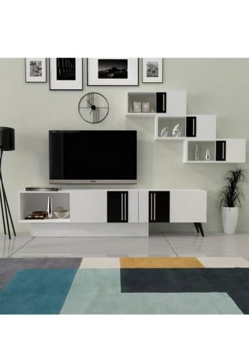 طاولة TV | خزانة تلفزيون MDF حديثة بسعة تخزين كبير...