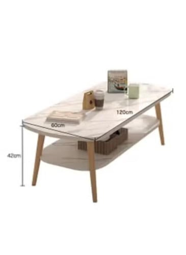 طاولة قهوة بطبقة مزدوجة من MDF بنمط رخامي 120x60x4...
