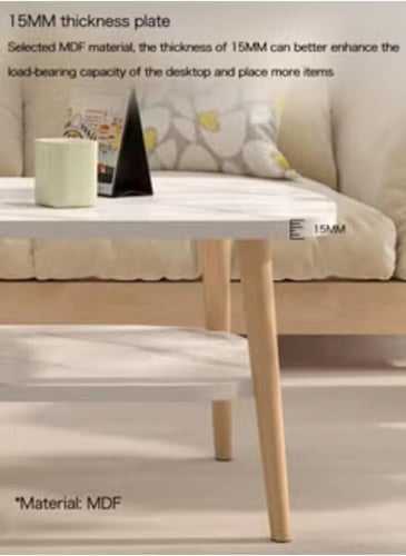 طاولة قهوة بطبقة مزدوجة من MDF بنمط رخامي 120x60x4...