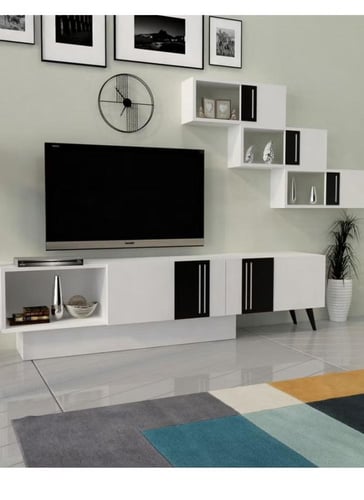 طاولة TV | خزانة تلفزيون MDF حديثة بسعة تخزين كبير...