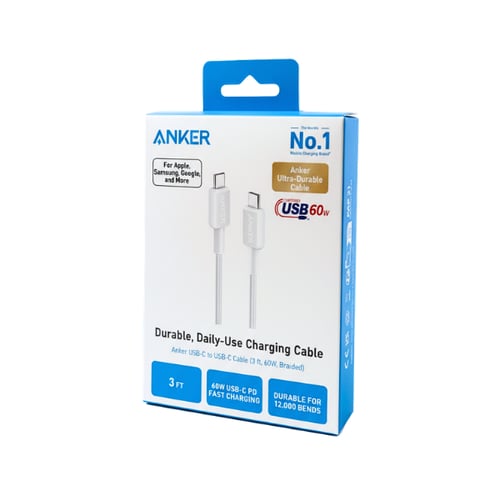 كابل شحن انكر USB-C إلى USB-C بقوة 60 واط