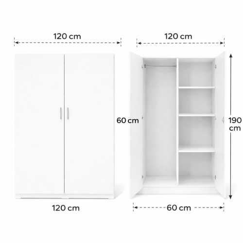 دولاب ملابس خشب 2 باب كبير - مقاس 120*190 عمق 50 ل...