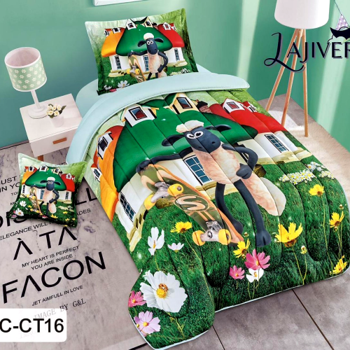 مفارش أطفال خروف شون نفر ونص – طقم سرير 4 قطع برسو...