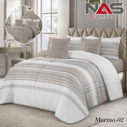 مفرش سرير NAS مزدوج مشجر صيفي - 6 قطع | 230*250 سم