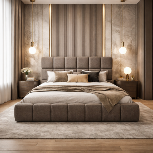 سرير المربع الملكي - تصميم أنيق وعصري - بألوان ومق...