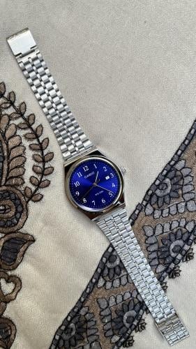 ساعة MTP سير فضي مينا أزرق