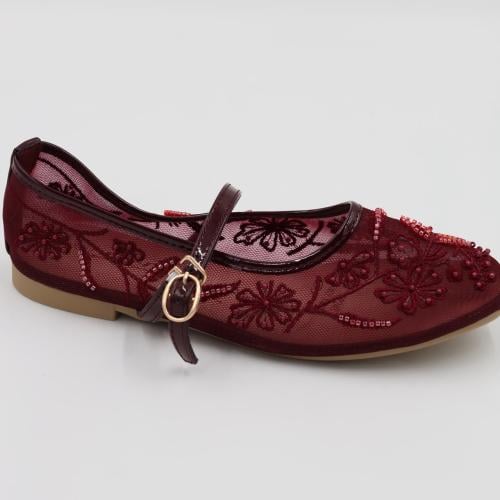 Lace flat with modern embroidery