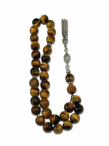 سبحة بحجر عين النمر الأصفر yellow tiger eye