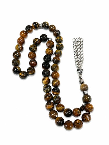 سبحة بحجر عين النمر الأصفر yellow tiger eye
