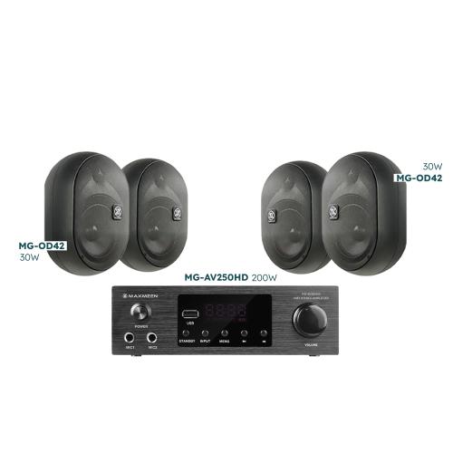 نظام صوتي متكامل, امباليفير 200 واط مع 4 سماعات جد...