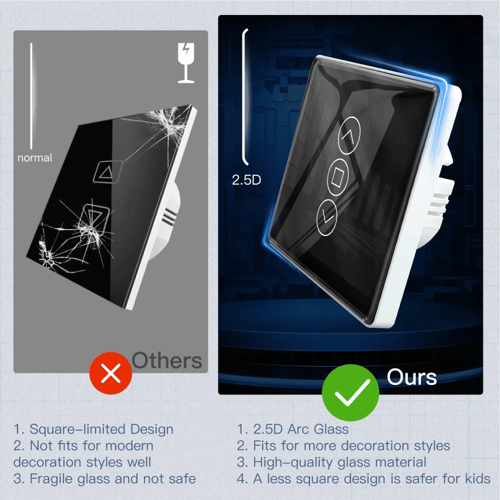 مفتاح الستارة الذكي WiFi بتحكم باللمس، Alexa و Goo...