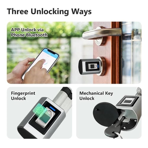 قفل باب اسطواني الكتروني ذكي بدون مفتاح يفتح ببصمة...