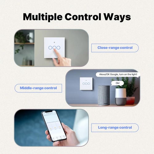 مفتاح إضاءة ذكي زجاج زيجبي تحكم عبر التطبيق والصوت