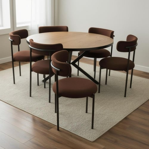 طاولة طعام دائرية بتصميم عصري 6 كرسي بالوان مختلفه