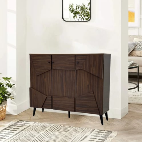 خزانة أحذية عصرية بتصميم هندسي 3 باب