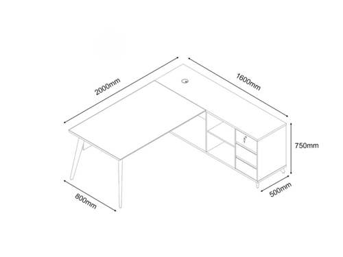 مكتب زاوية أنيق وعصري مقاس 200 سم