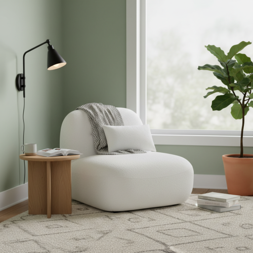 كرسي بوكليه ابيض دوار