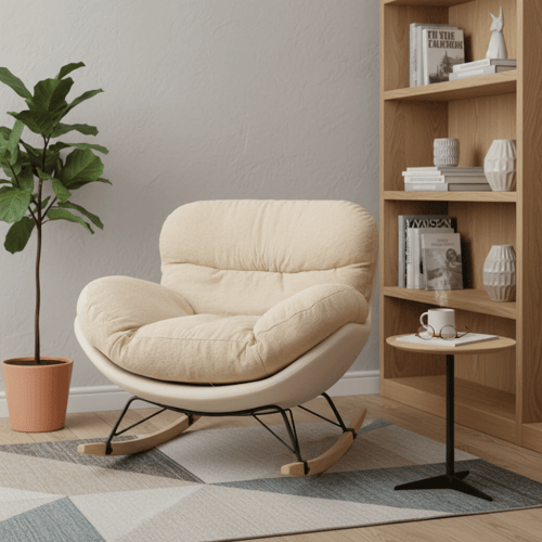 كرسي استرخاء هزاز بتصميم هندسي بألوان مختلفة