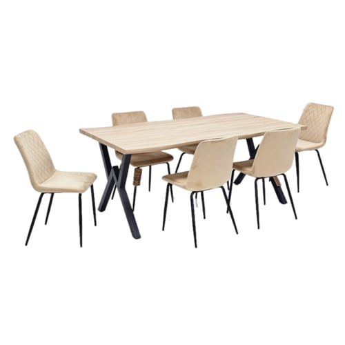 طاولة طعام خشب عصرية مع 6 كراسي