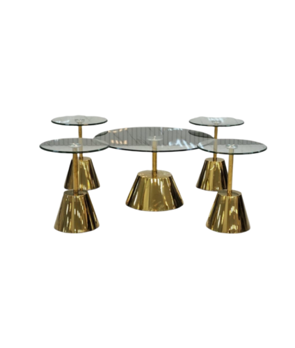 طقم طاولات خدمه زجاج واستيل