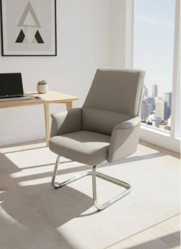 كرسي مكتبي بتصميم حديث بمقسات مختلفه بلون رمادي