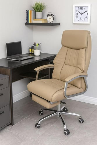 كرسي مكتبي بمسند قدم بتصميم عملي بألوان مختلفة