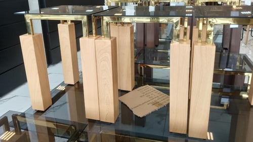 طقم طاولات خدمة بتصميم مستطيل زجاج 6+1