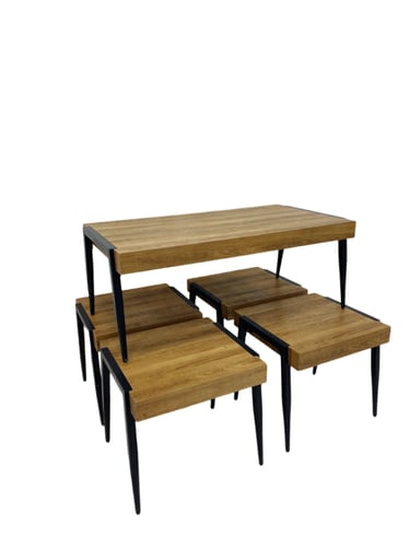 طقم طاولات خدمة 4+1 لون بني