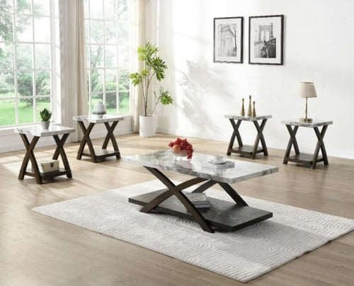 طقم طاولات خدمة بتصميم انيق بألوان مختلفة 4+1