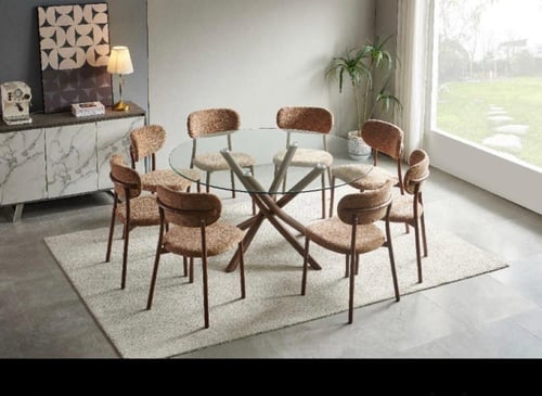 طاوله طعام زجاج دائريه تتميز بالاناقه 4,6,8 كرسي