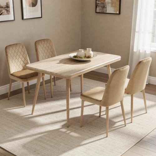 طقم طاولة طعام أنيق وعصري بـ4 كراسي مخملية