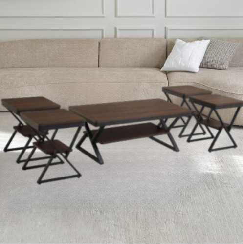 طقم طاولات خدمة 4+1 لون كوفي