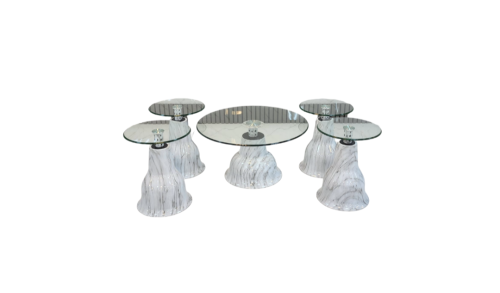 طقم طاولات خدمه زجاج ومعدن