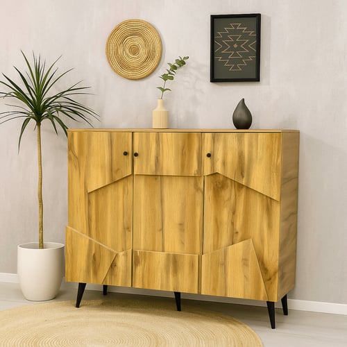 خزانة أحذية عصرية بتصميم هندسي 3 باب