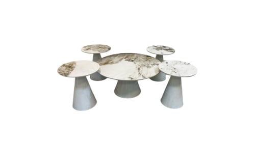 طقم طاولات خدمة 4+1 لون رمادي فاتح