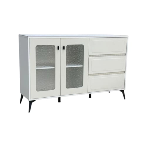 دولاب بوفيه بسطح سيراميك بمقاسات مختلفة لون أبيض