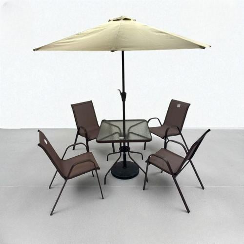 جلسة خارجية 4&6 كرسي بمظلة بتصميم عصري وحديث