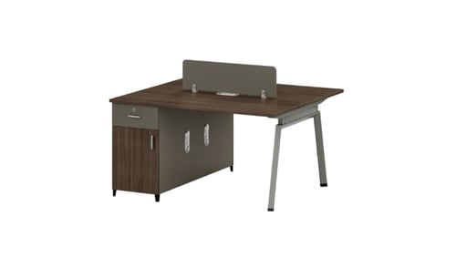 مكتب عمل ثنائي مع وحدات تخزين جانبية مقاس 120 سم