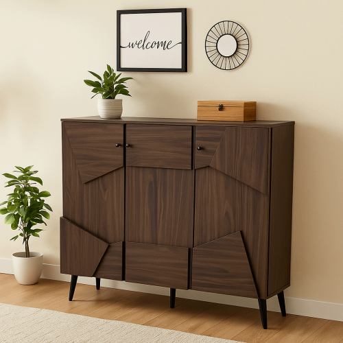 خزانة أحذية عصرية بتصميم هندسي 3 باب