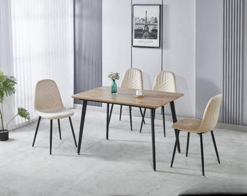 طاولة طعام أنيقة بسطح خشبي 4/6 كراسي فاخرة