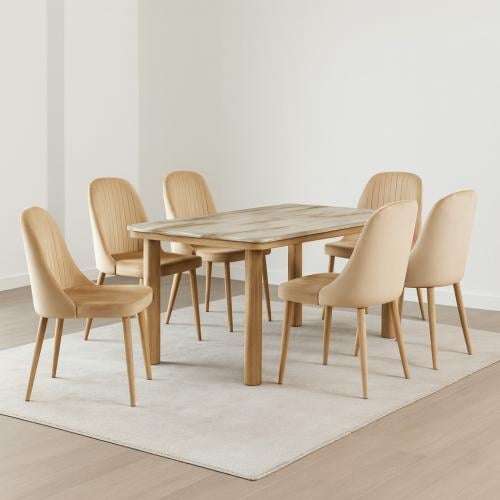 طاولة طعام رخام 6 كرسي أنيقة بلمسة من الفخامة