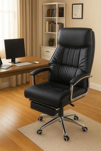 كرسي مكتبي بمسند قدم بتصميم عملي بألوان مختلفة