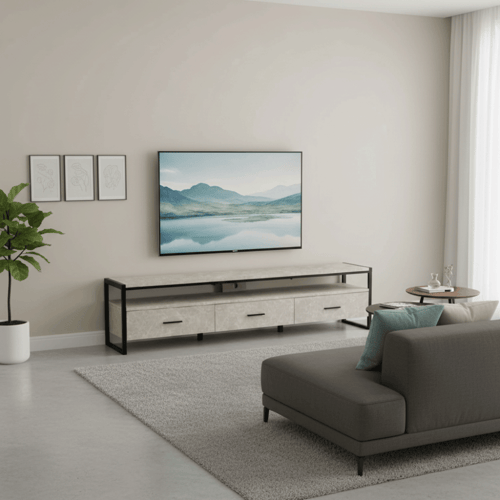 طاولة تلفزيون خشبية عصرية مع أدراج مقاس 200 سم