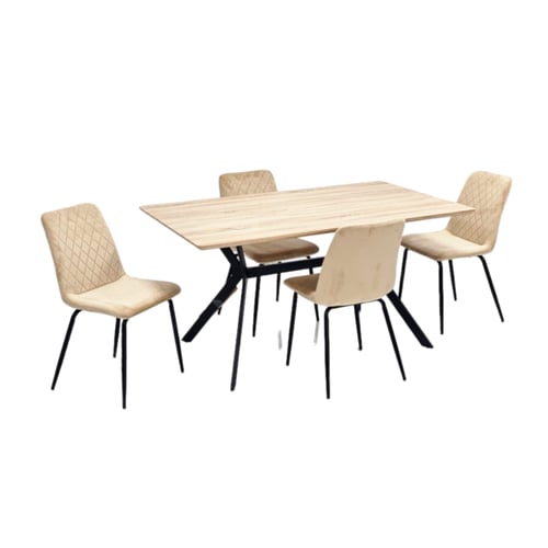 طاولة طعام خشب أنيقة وعصرية لـ 4 أشخاص