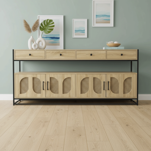 دولاب بوفيه بأدراج وأبواب أنيقة مقاس 180 سم