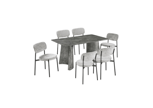 طاولة طعام بتصميم خشبي بلون رمادي 6,8,10 كرسي