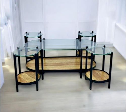 طقم طاولات خدمه بتصميم بيضاوي بالوان مختلفه